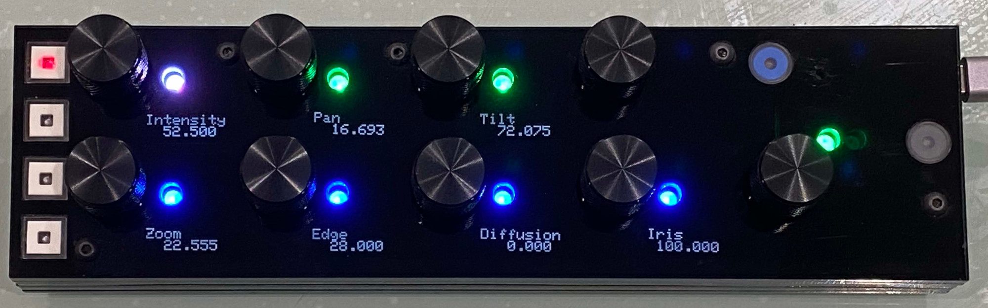 First button - Intensity, Focus and Beam Adjustments