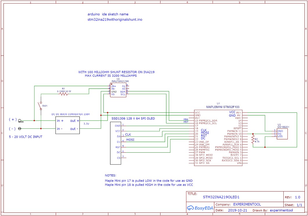 Schematic of BATTERY VOLTS AND CURRENT TESTER STM32