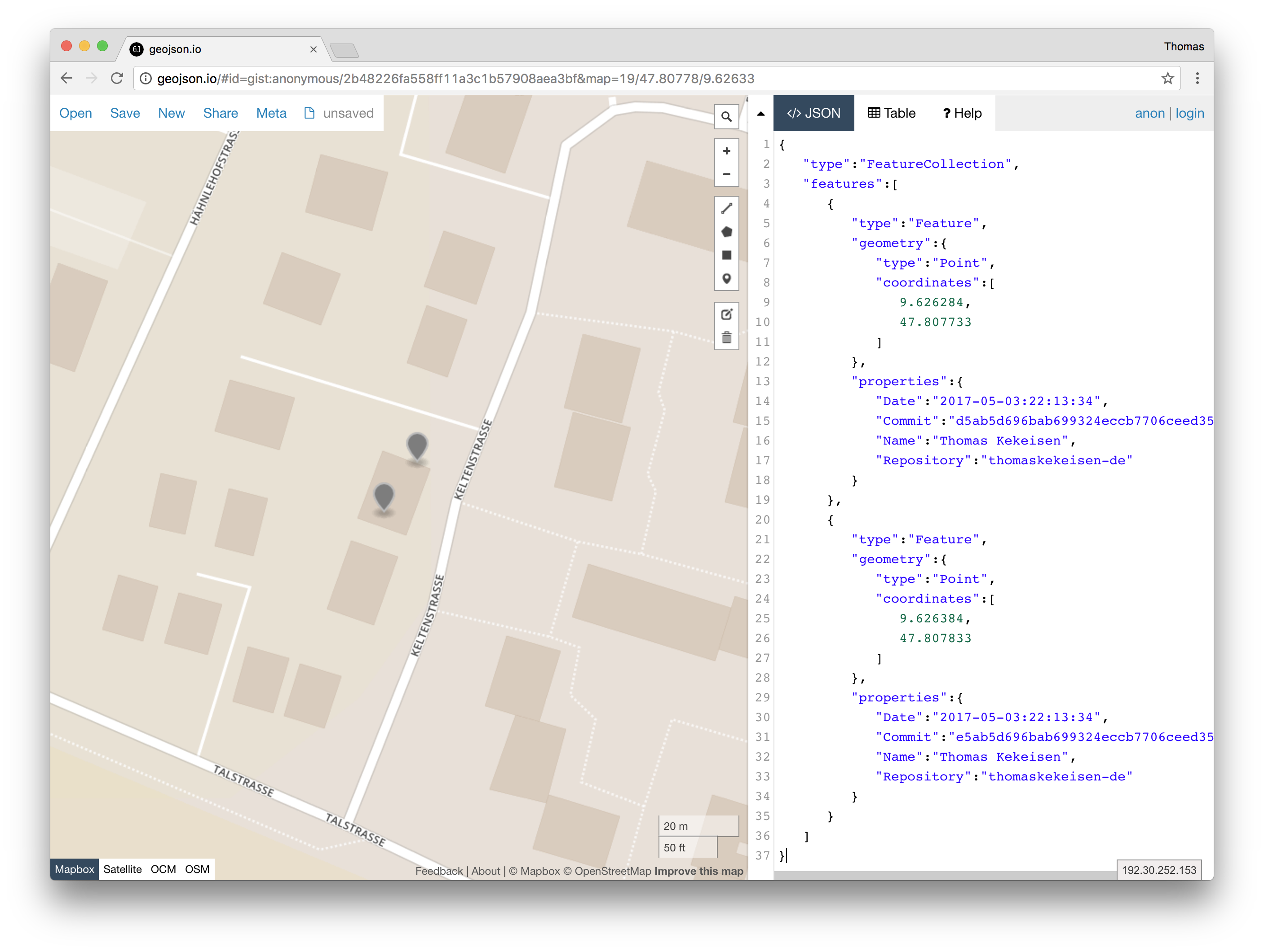 Screenshot geojson.io