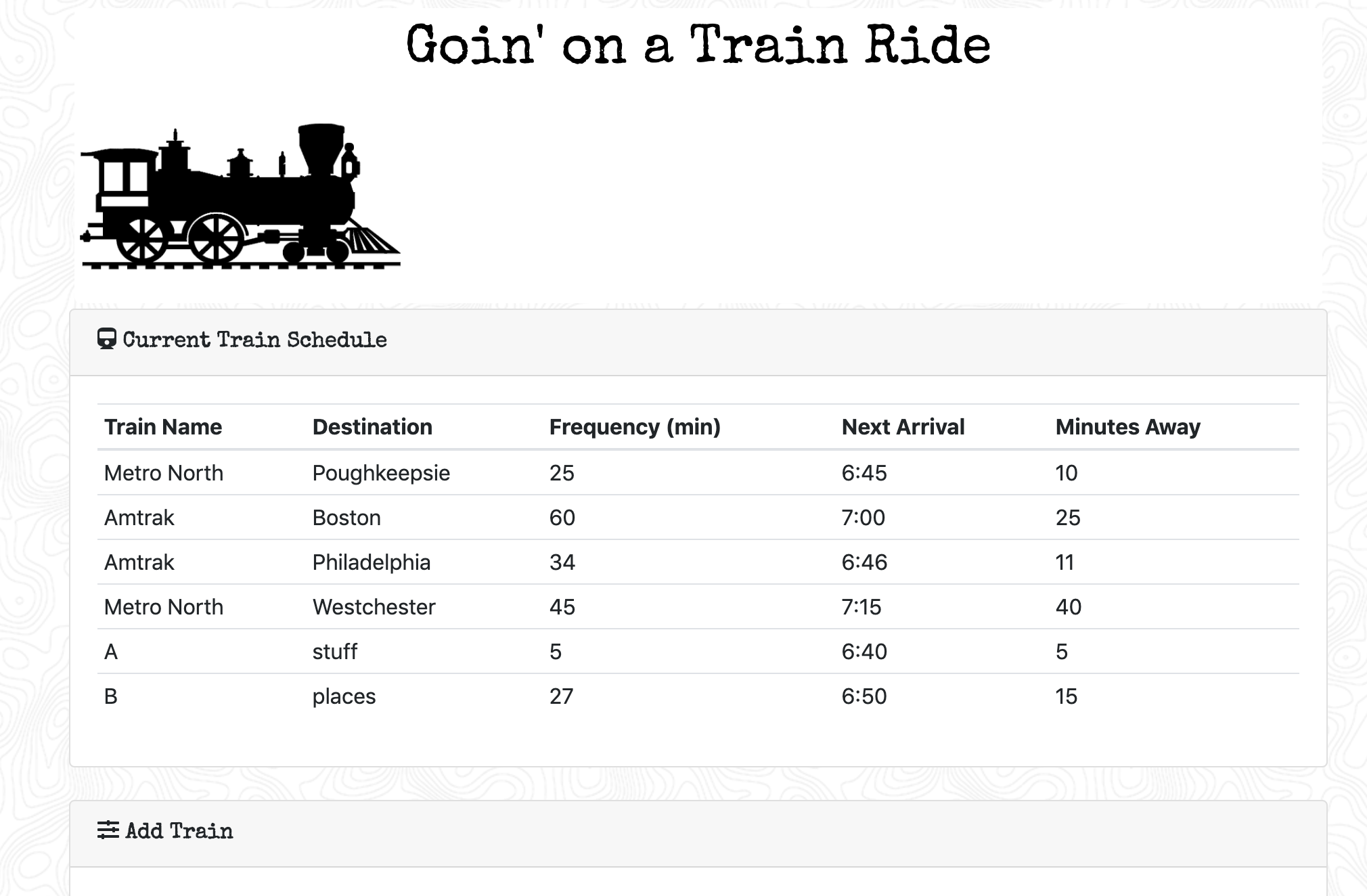 Train Scheduler screenshot