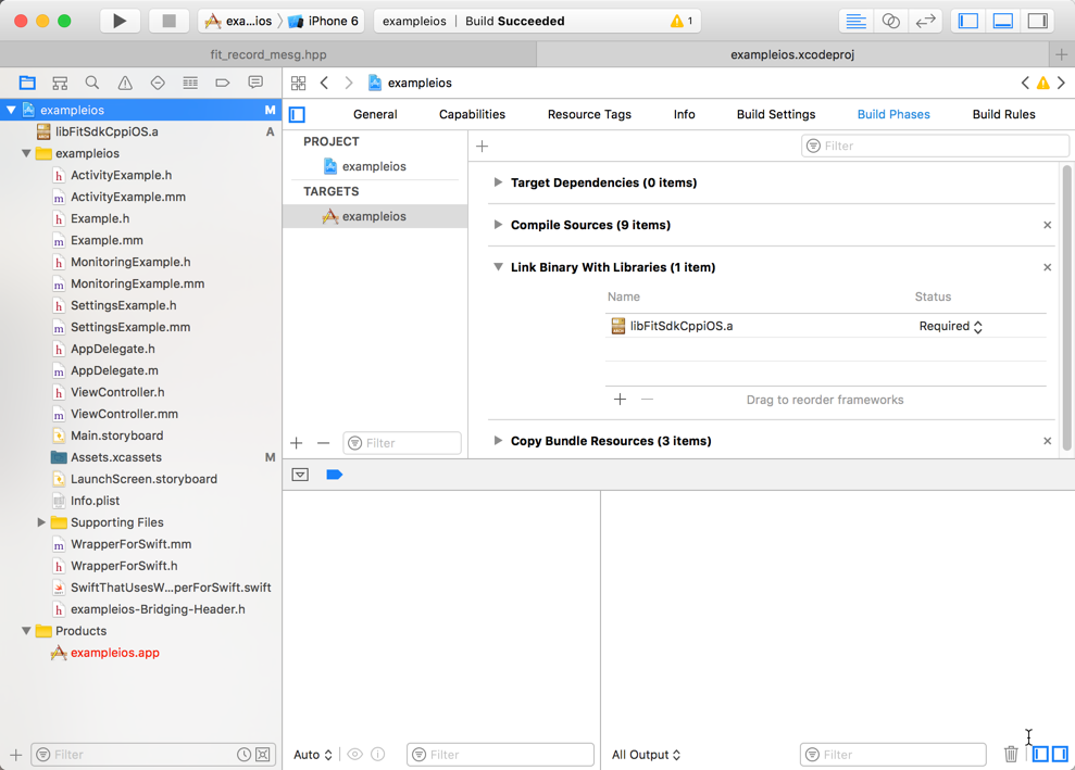 libFitSdkCppiOS.a in Link Binary With Libraries