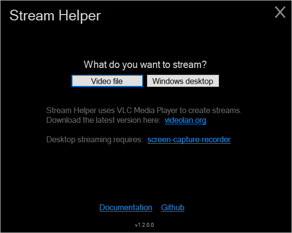 GitHub - blevok/Stream-Helper: Stream Helper simplifies the process of  creating a video stream on your PC using VLC media player to view on other  devices.