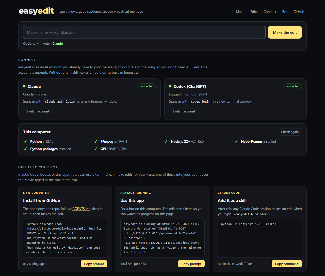 easyedit web UI