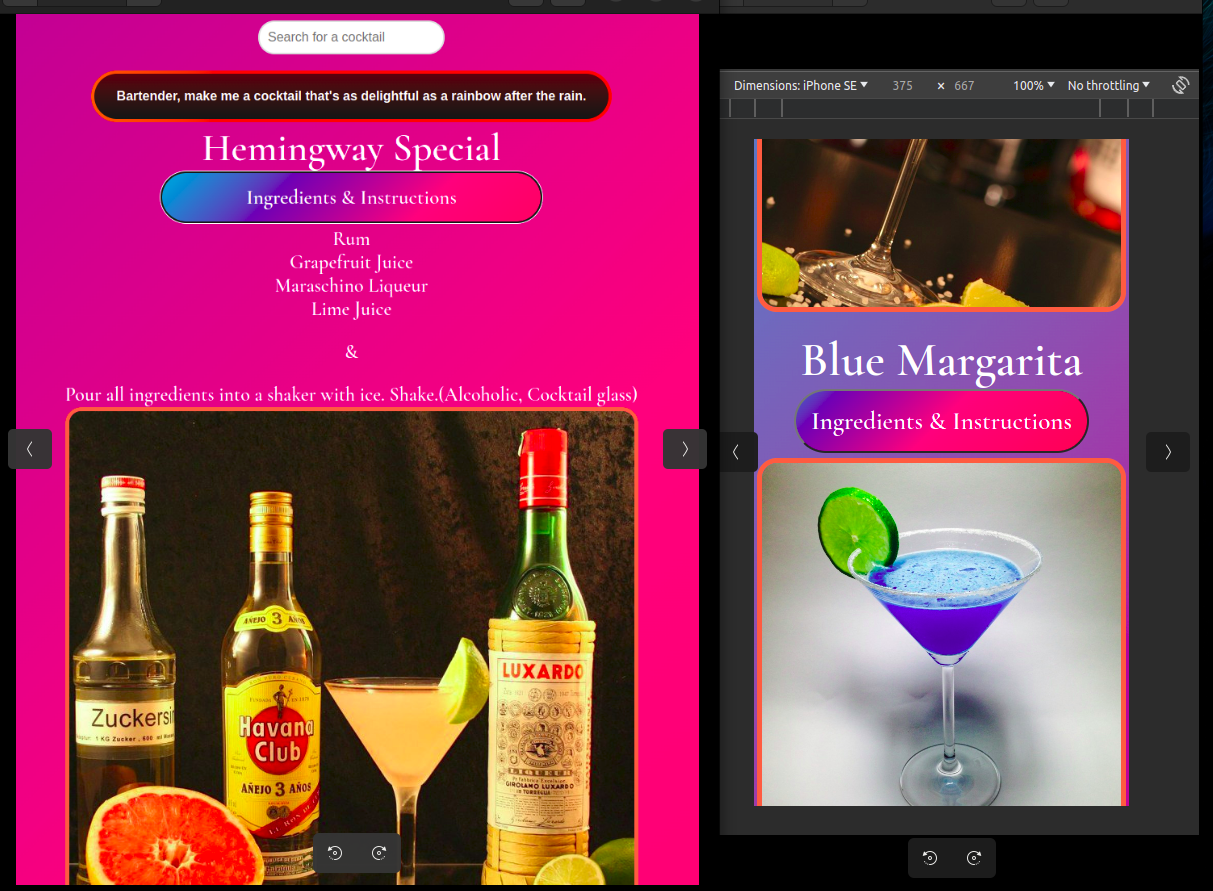 Cocktail Recipes built with HTML, CSS and javaScript