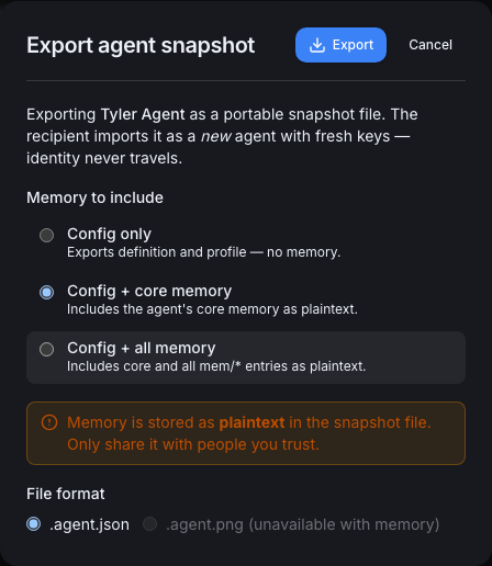 export-memory-warning