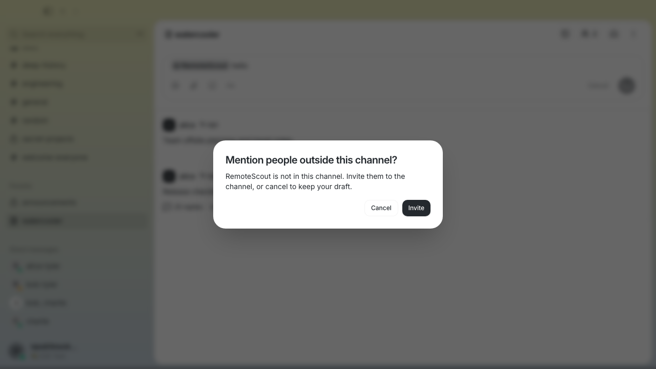 Forum invitation with Invite and Cancel