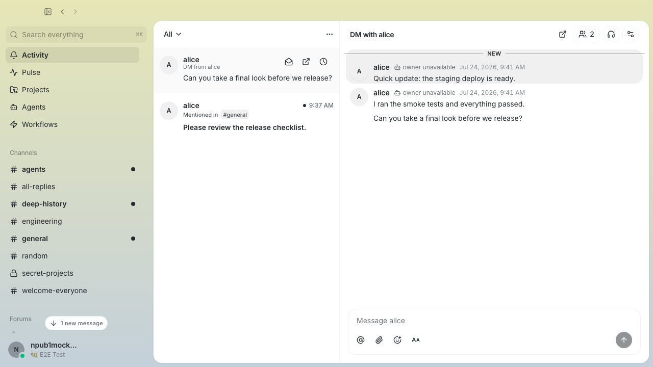 Current: grouped DMs with conversation context