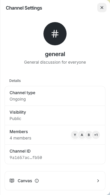 Channel
settings