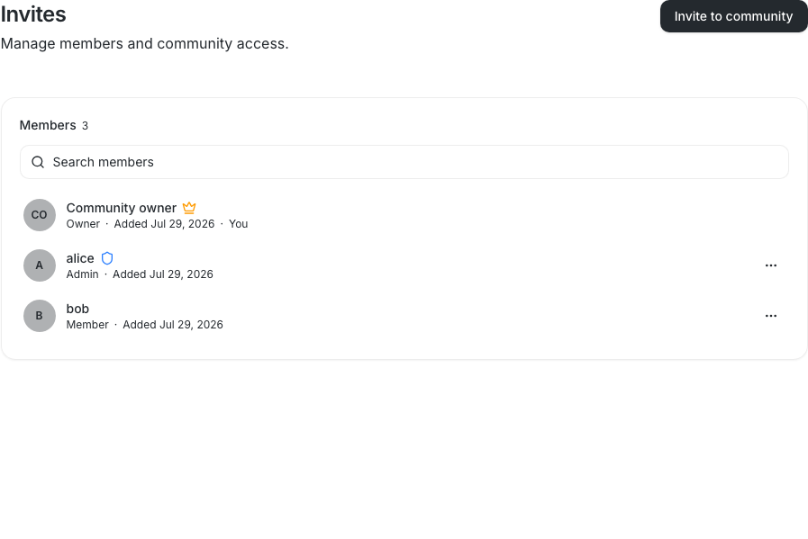 Community invite settings
