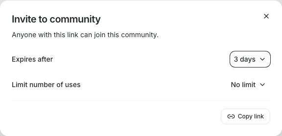 Invite dialog