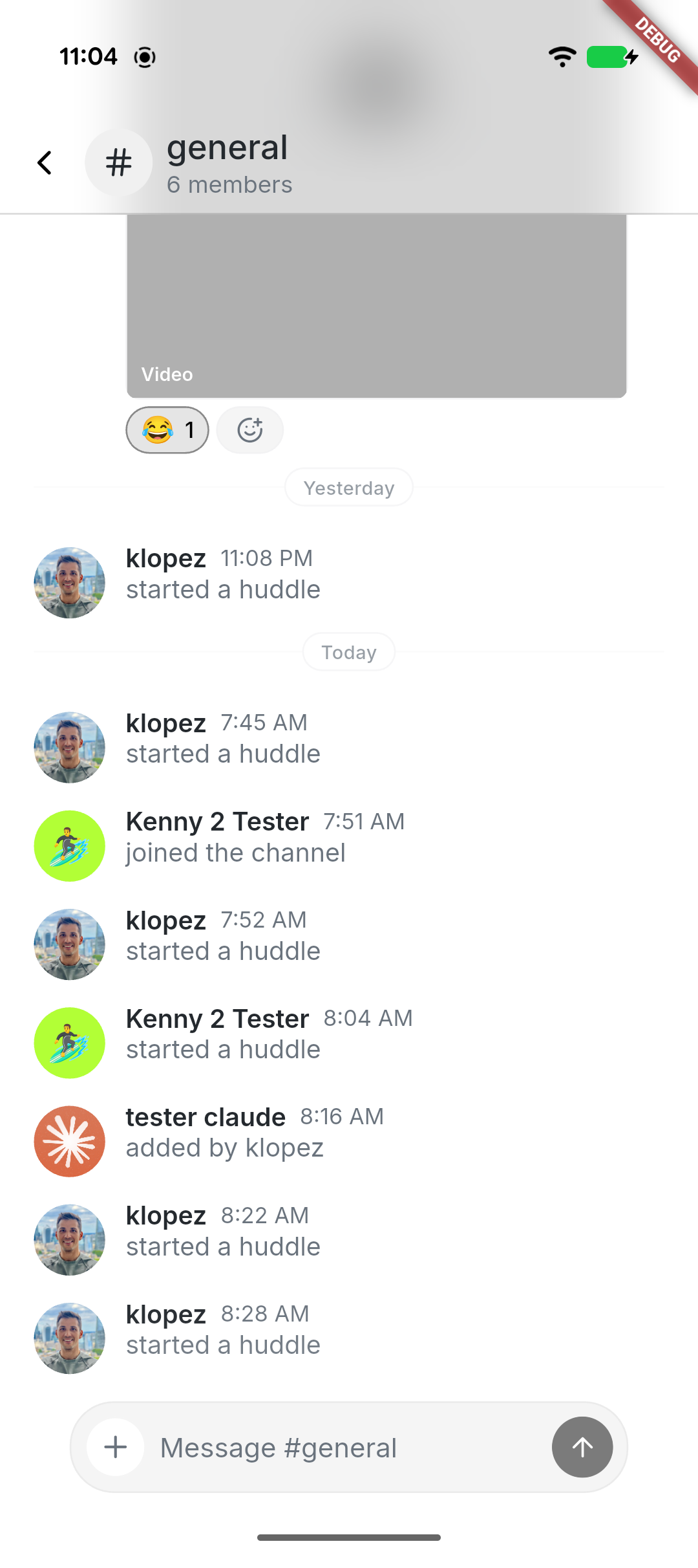 Channel header with channel name and member
count