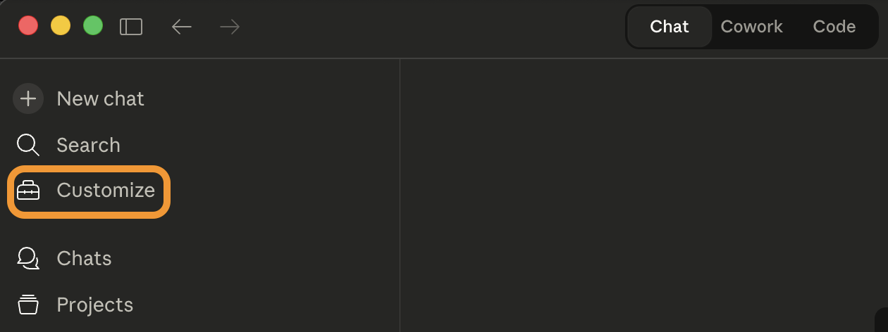 Customize in sidebar