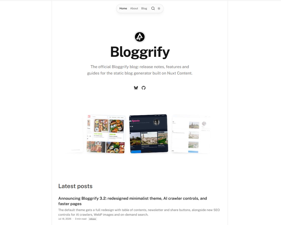 Minimalist, the theme bundled with Bloggrify