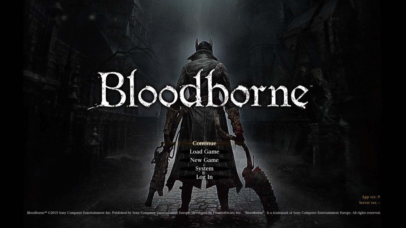 Bloodborne's title screen on a Mac