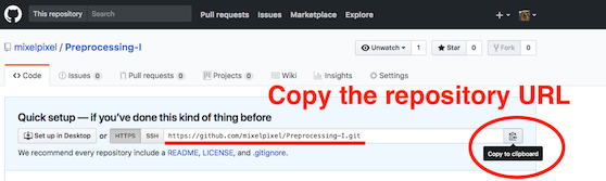 COPY the new repository's URL