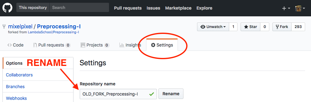 Rename your "OLD" repository