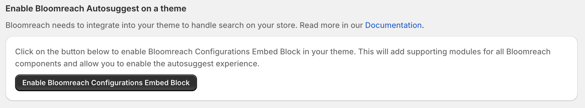 Enable Bloomreach Configurations Embed Block in Autosuggest