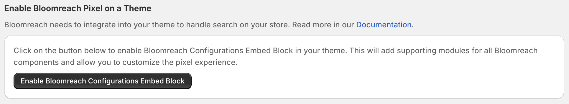 Enable Bloomreach Configurations Embed Block in Pixel