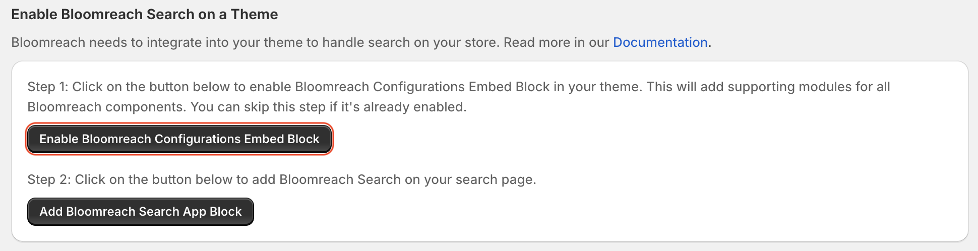 Enable Bloomreach Configurations Embed Block