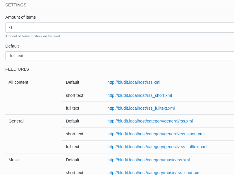 RSS Feed Extended - Plugins - Bludit CMS