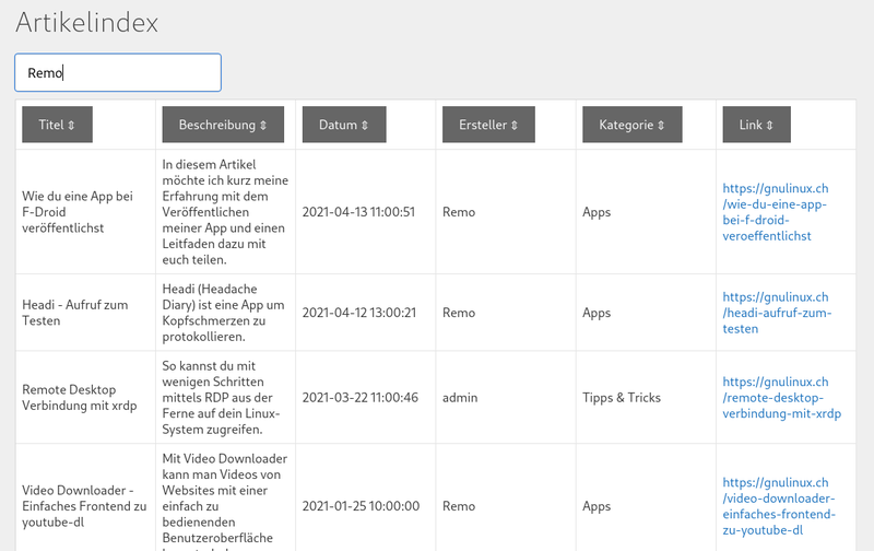 Sitemap Table Generator - Plugins - Bludit CMS