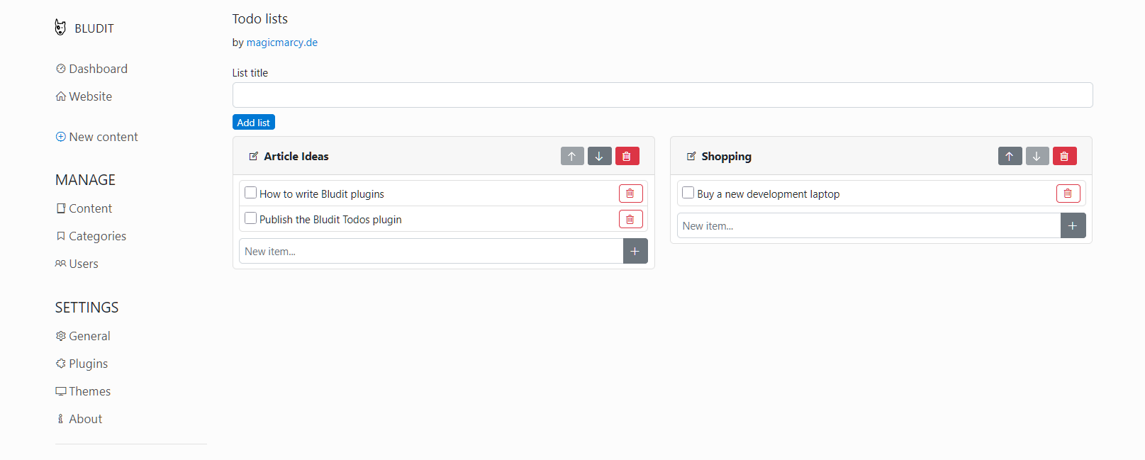 Todos - Plugins - Bludit CMS