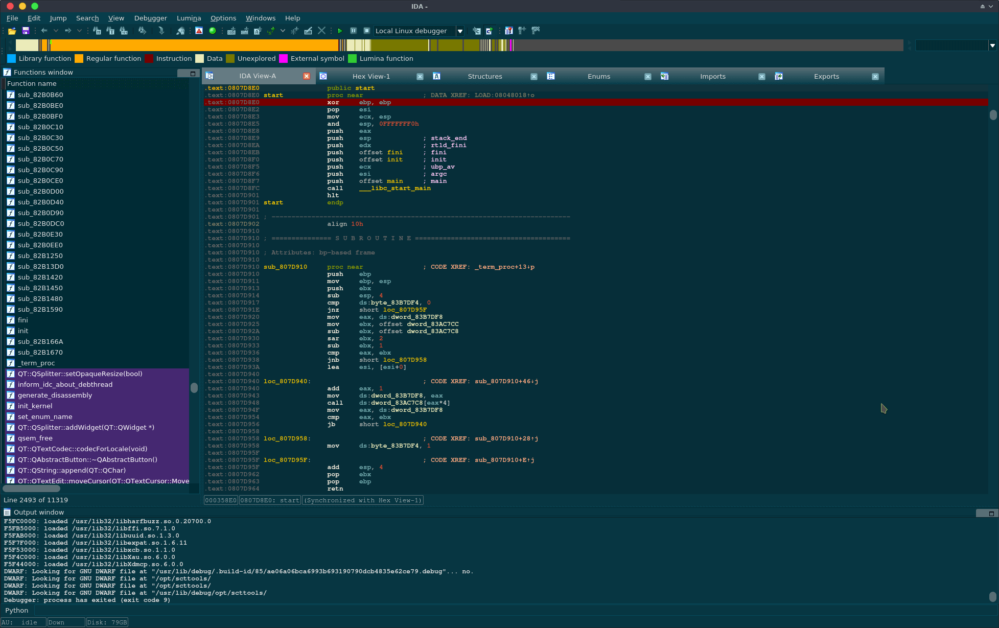 IDA Pro Solarized Theme Linux Screenshot