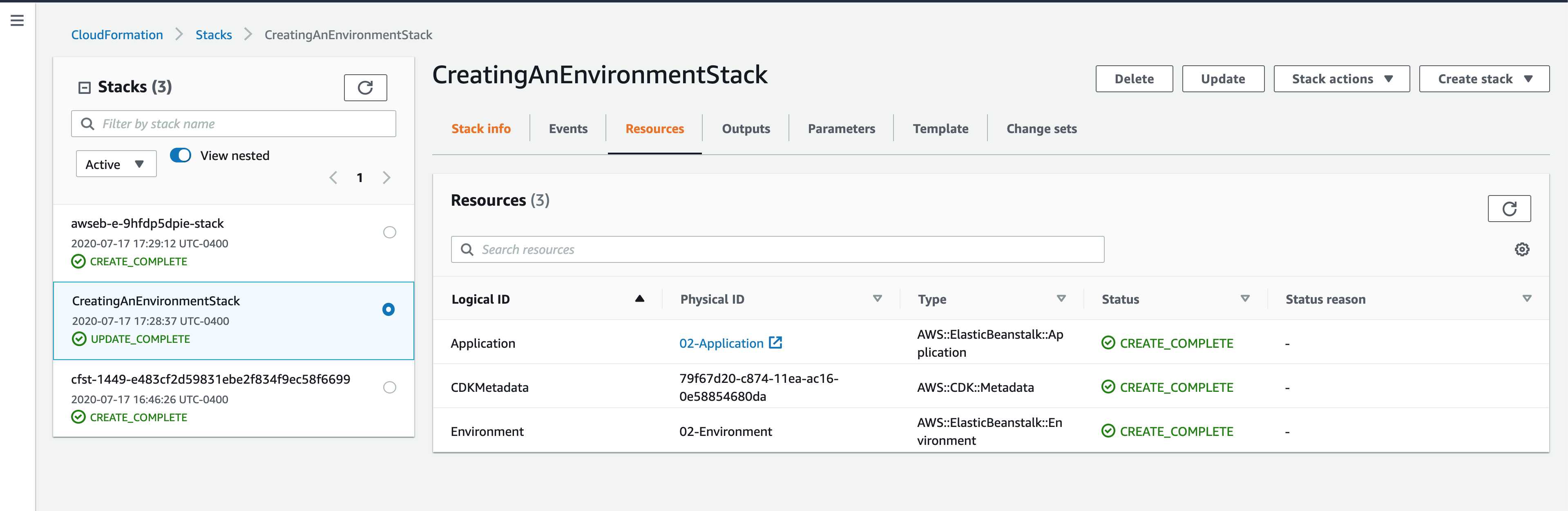 AWS CloudFormation Console