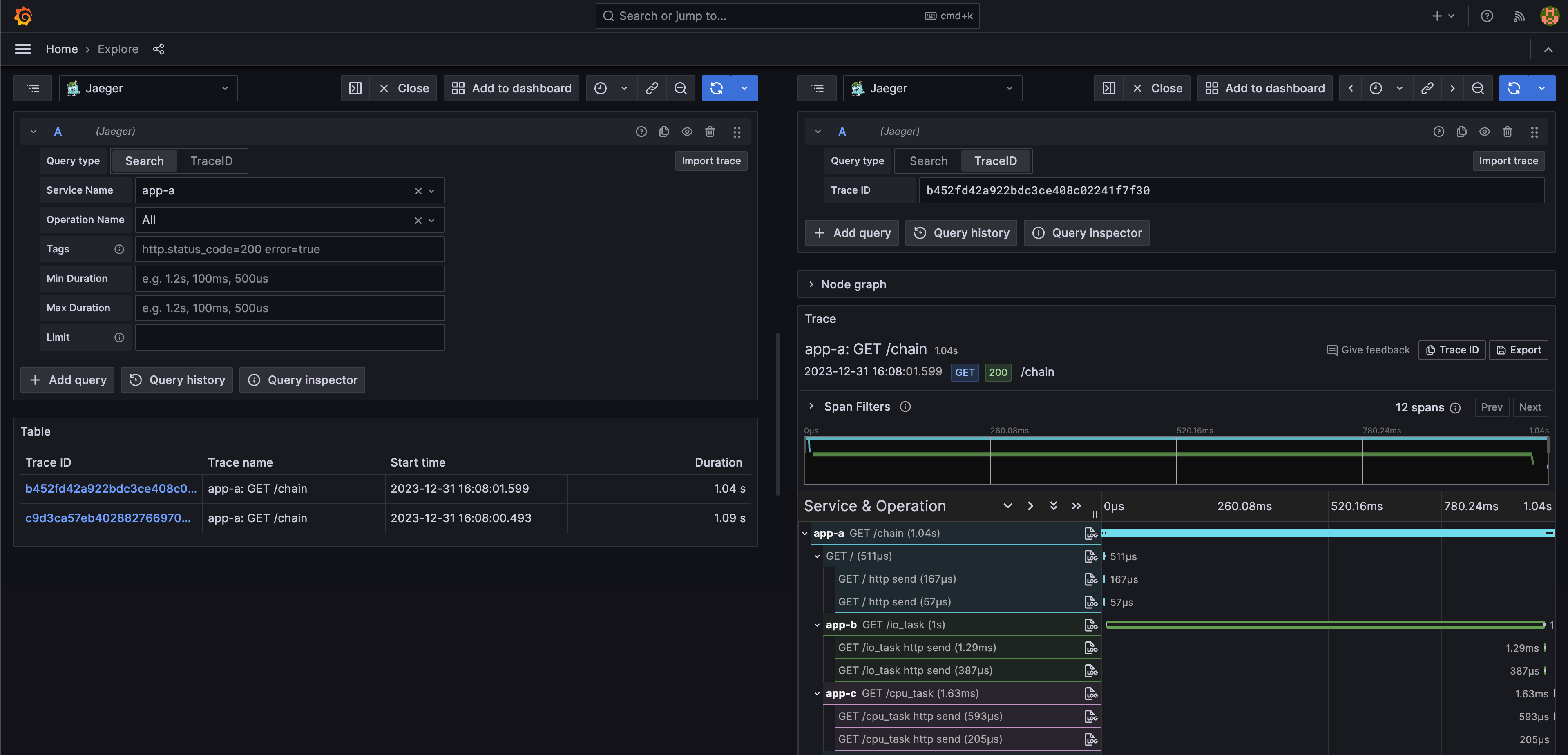 Explore Jaeger on Grafana