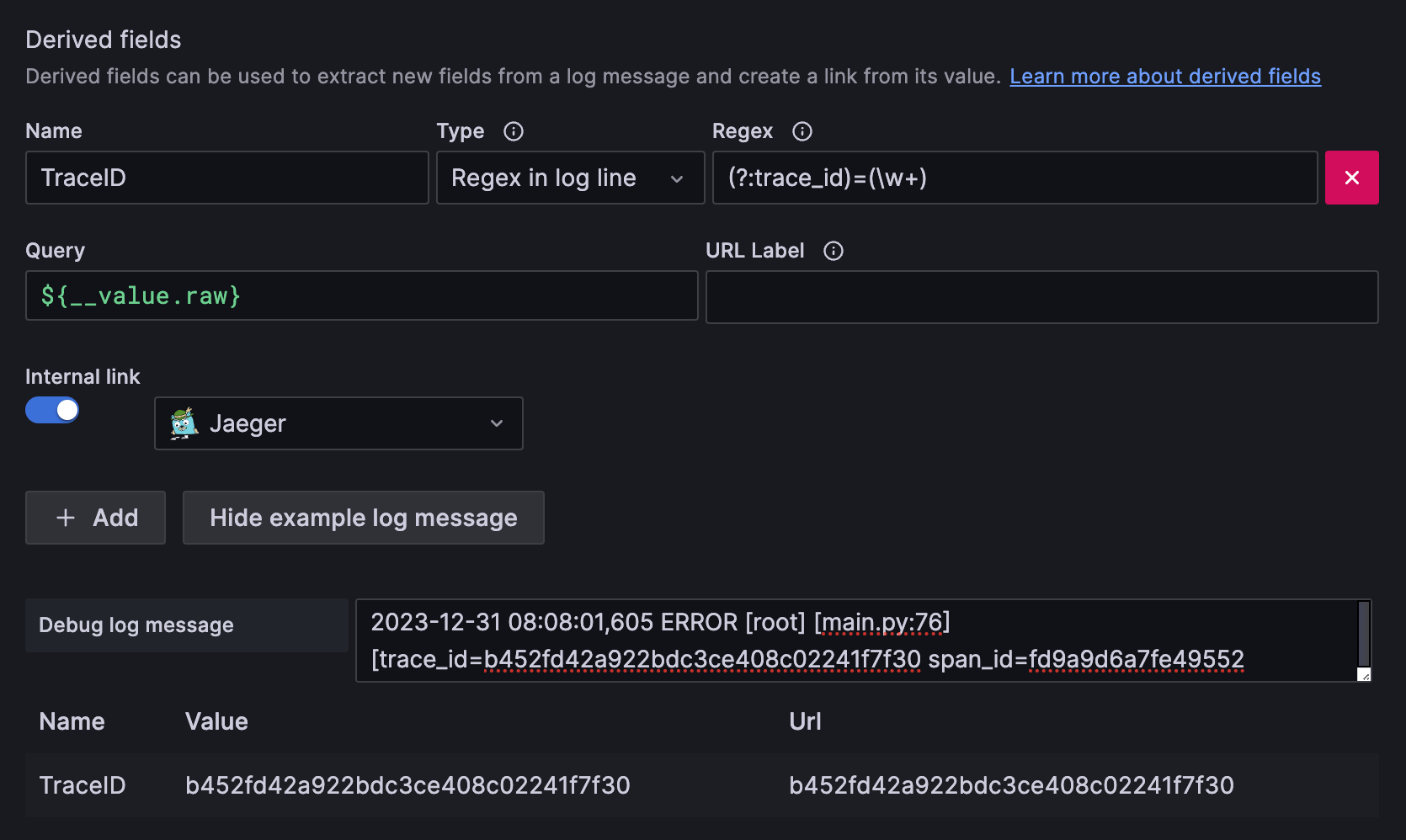 Data Source of Loki: Derived fields