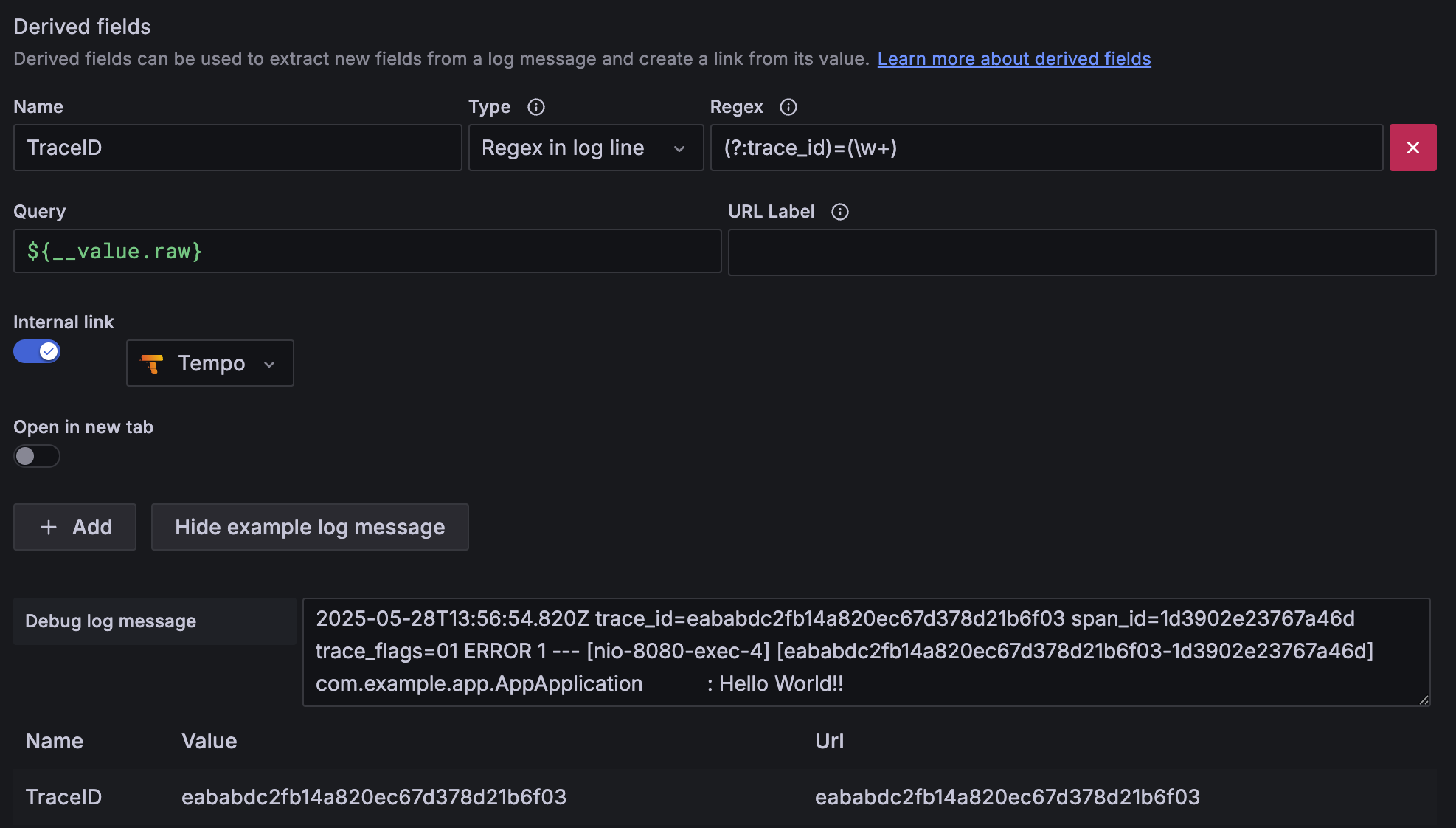 Data Source of Loki: Derived fields