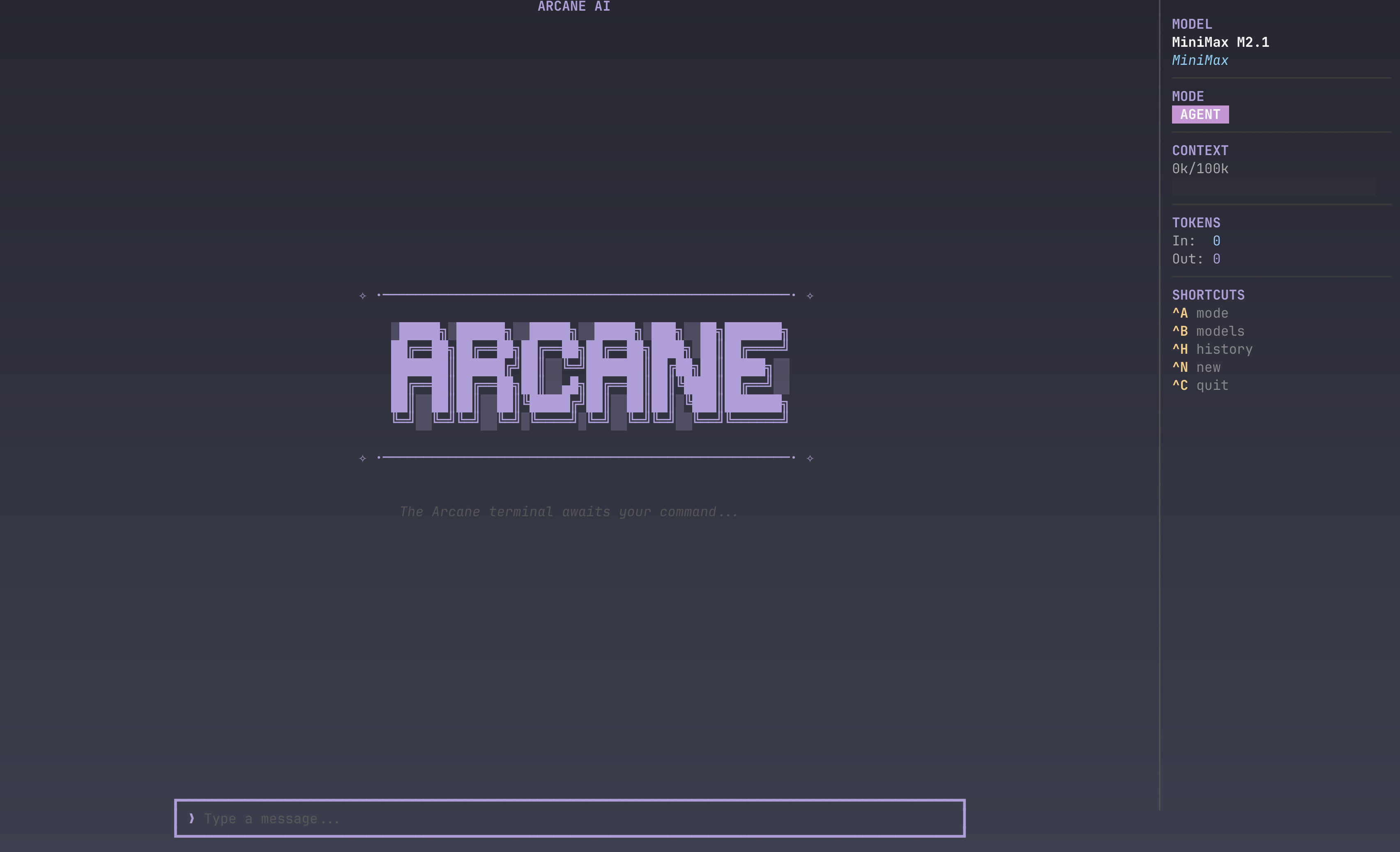 Show HN: Arcane – minimal AI chat TUI