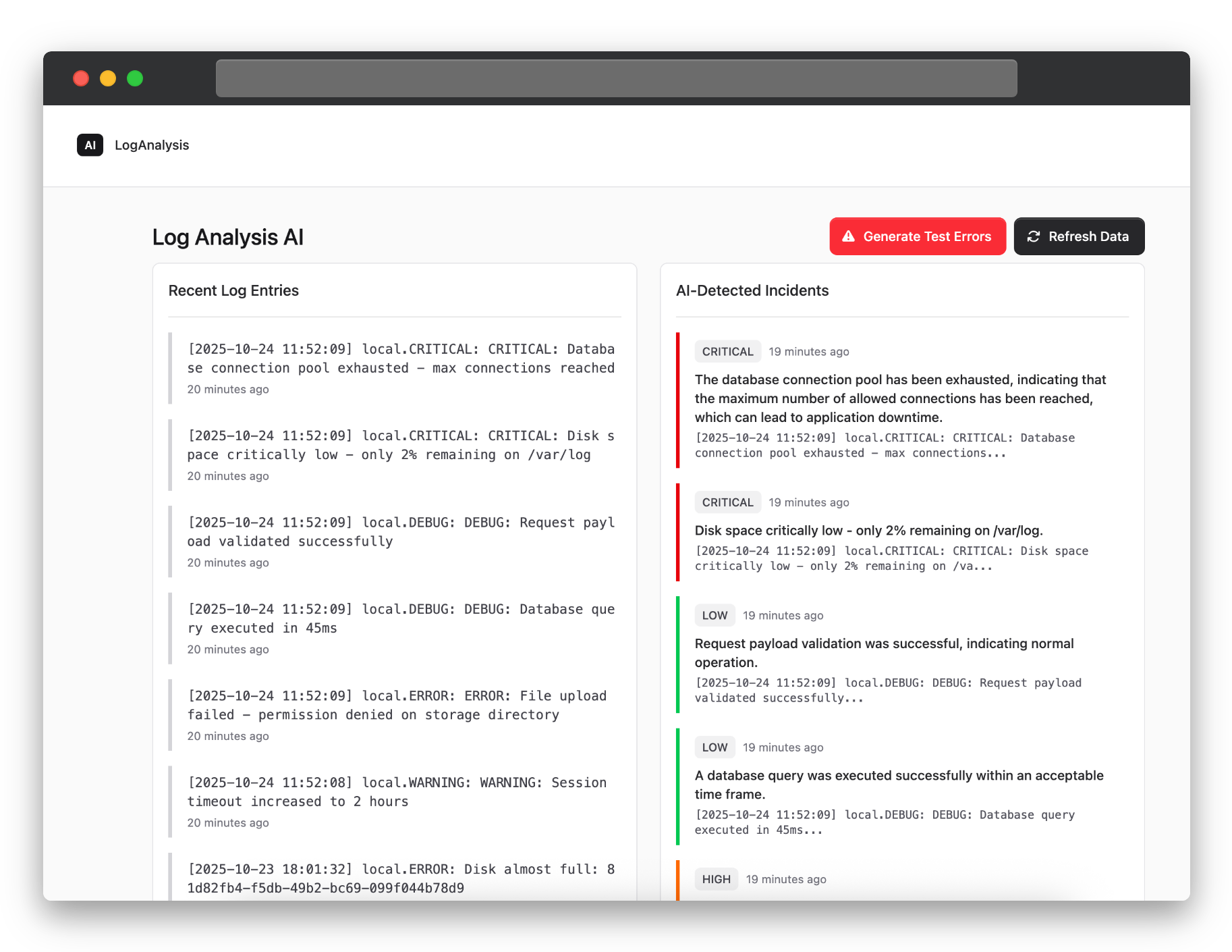 Log Analysis AI Dashboard