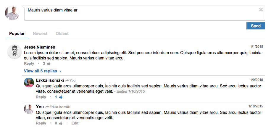 Screenshot of jquery-comments