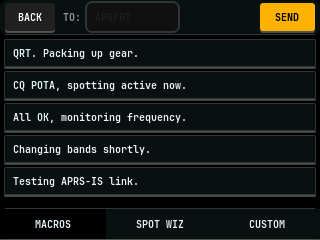 APRS Quick Messages