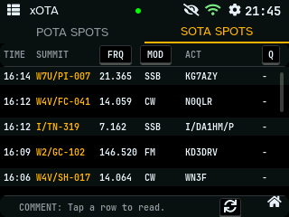SOTA Spots