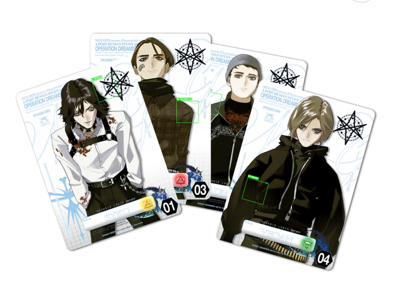 Image of band cards included with certain physical releases.