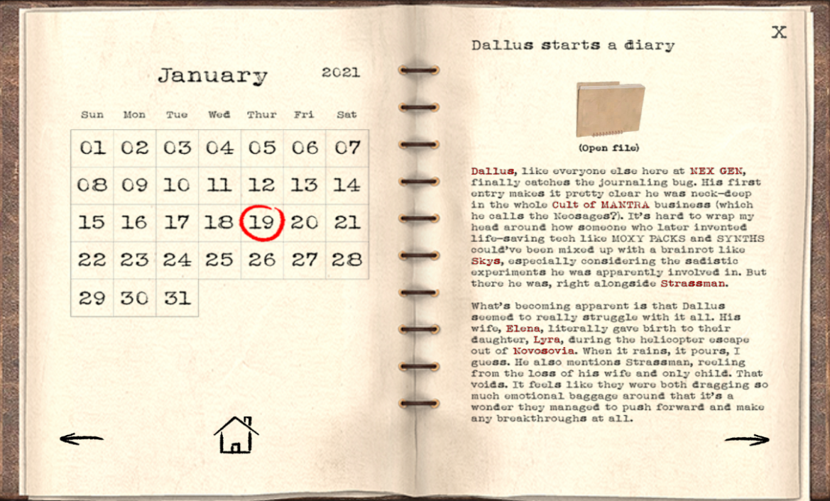 First pages of Sof's journal entry on Dallus' diary