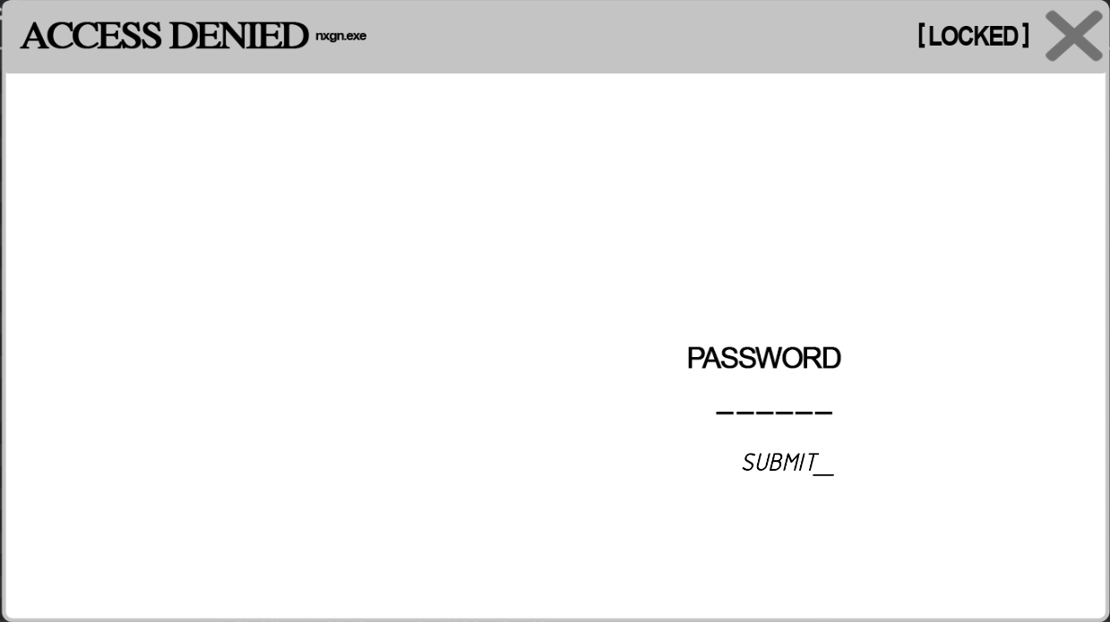 Password screen for the R8 file