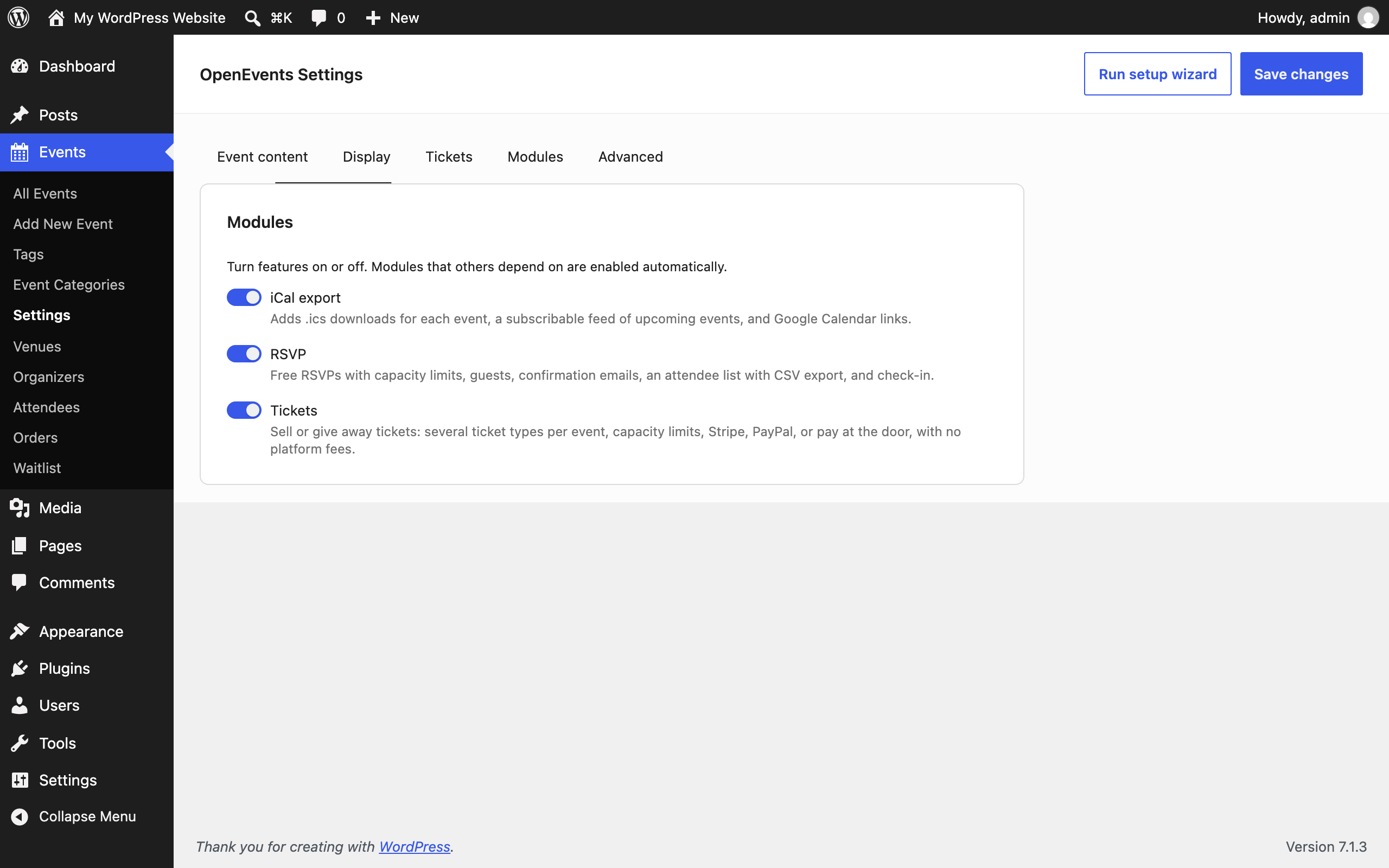 Module settings