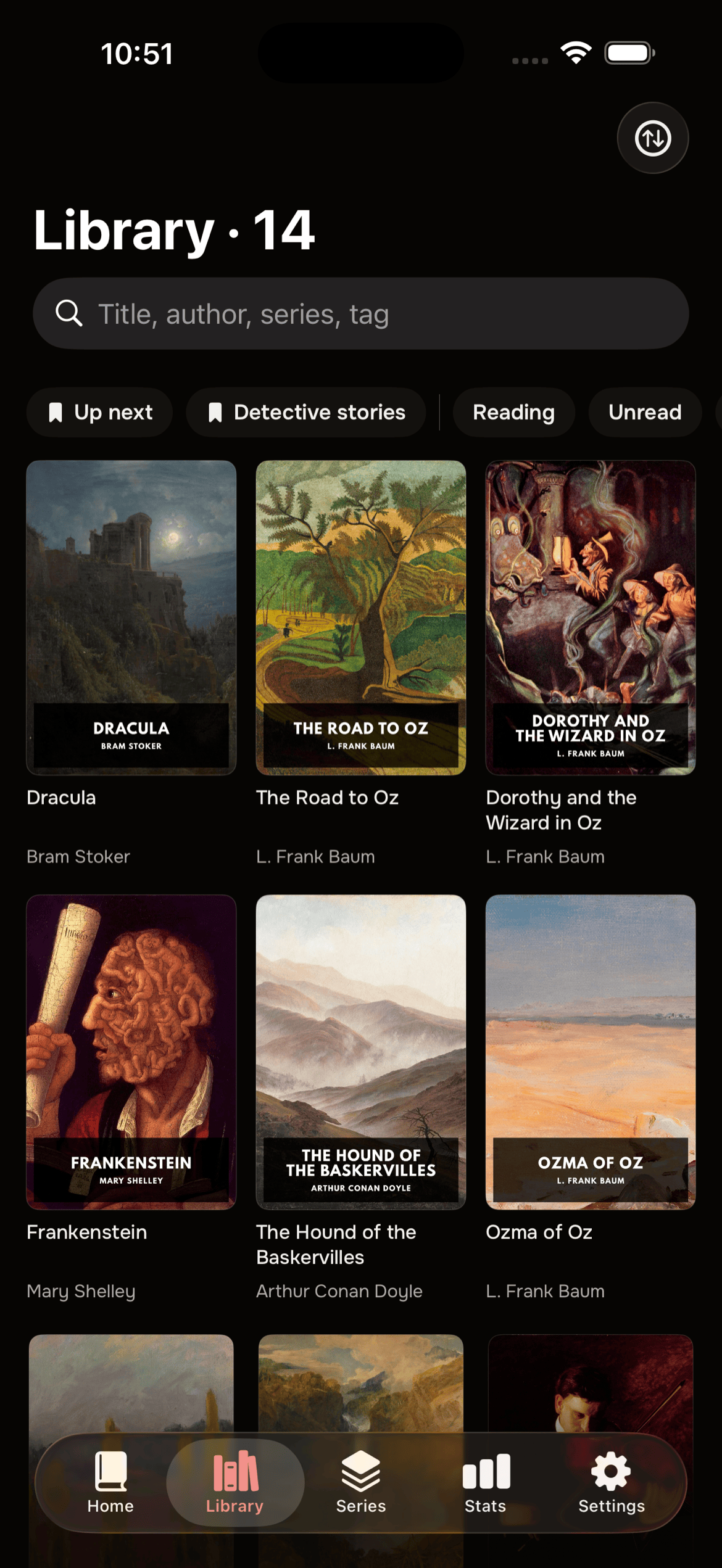 Library: covers, shelves and filters