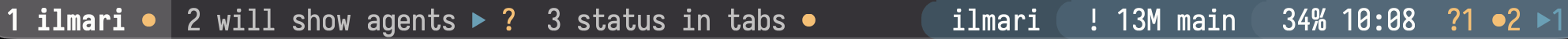 Ilmari tmux popup screenshot agent status