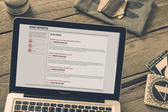 Sharp Reporter Bootstrap Responsive Theme on a Laptop