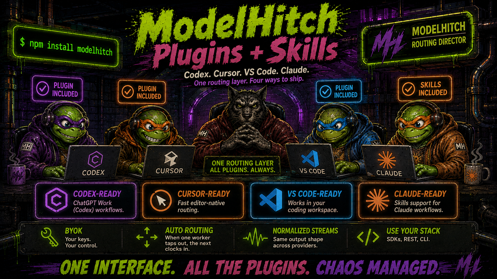 ModelHitch plugins and skills for Codex, Cursor, VS Code, and Claude