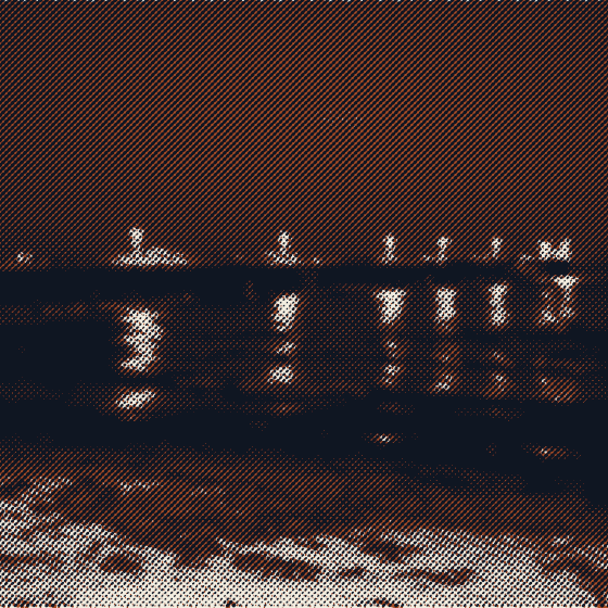 A night pier in two spot inks