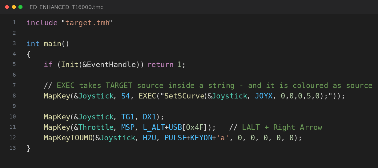 Syntax highlighting of a TARGET script