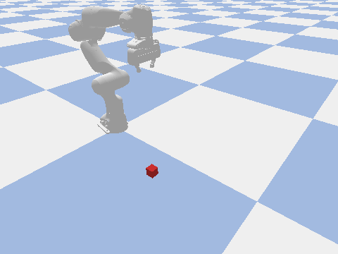 Franka Panda picking a cube and placing it at a new location