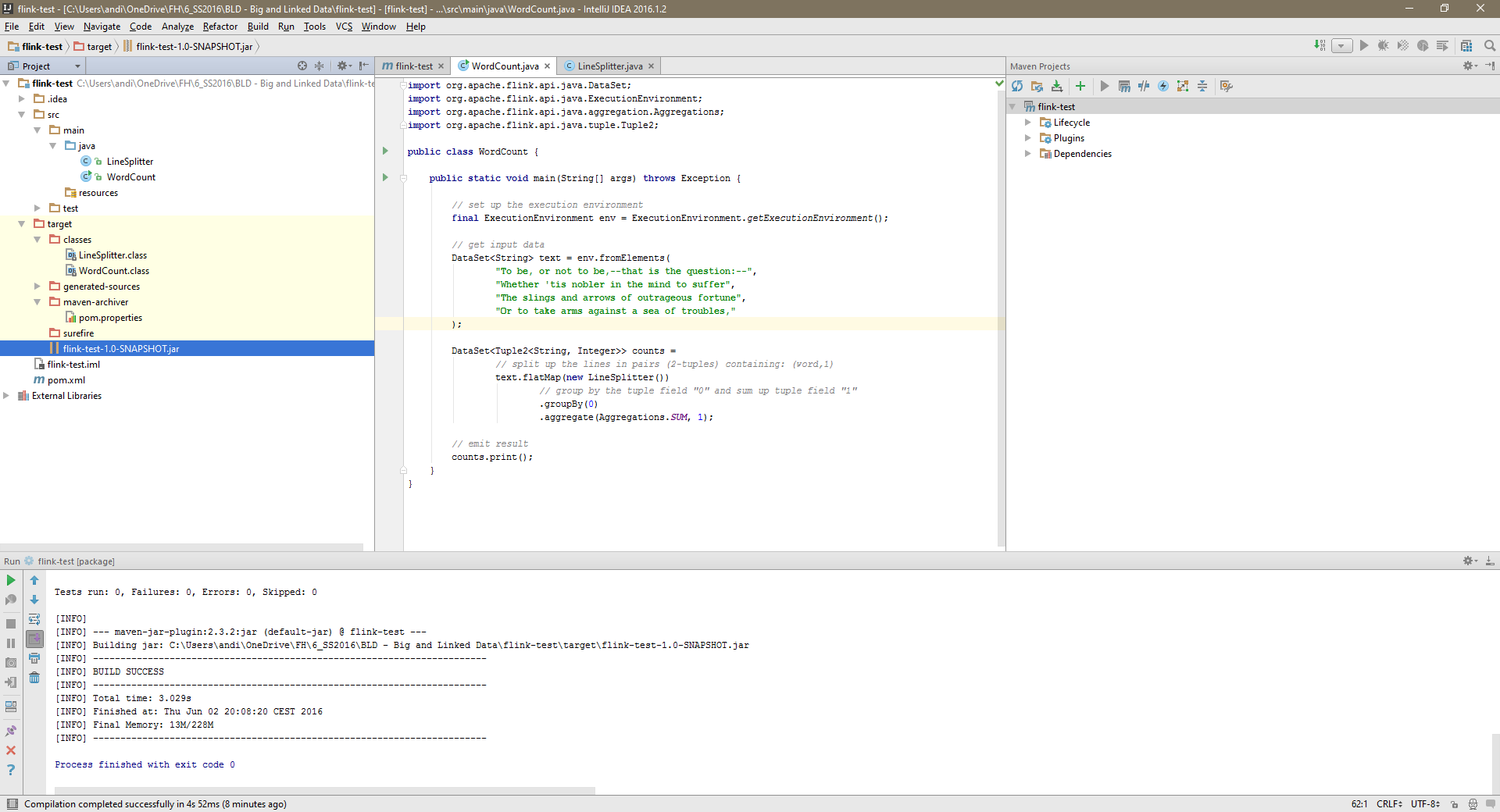 screenshot flink IntelliJ