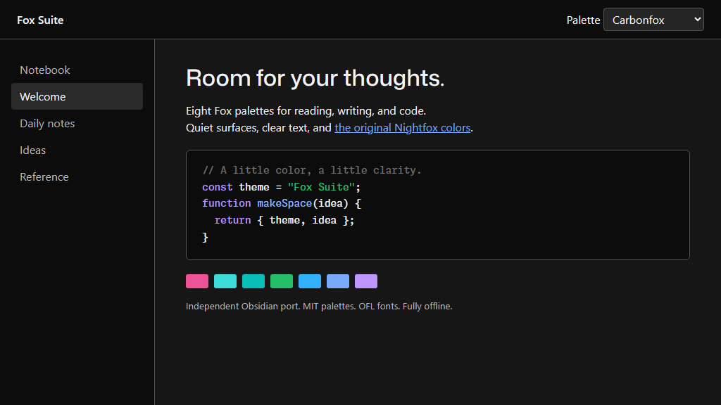 Carbonfox palette preview