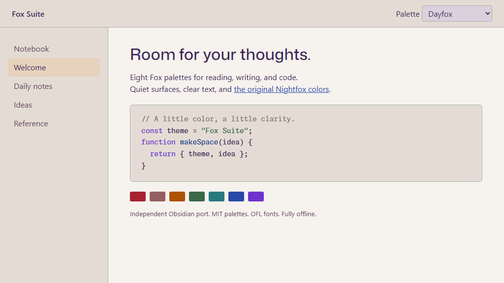 Dayfox palette preview